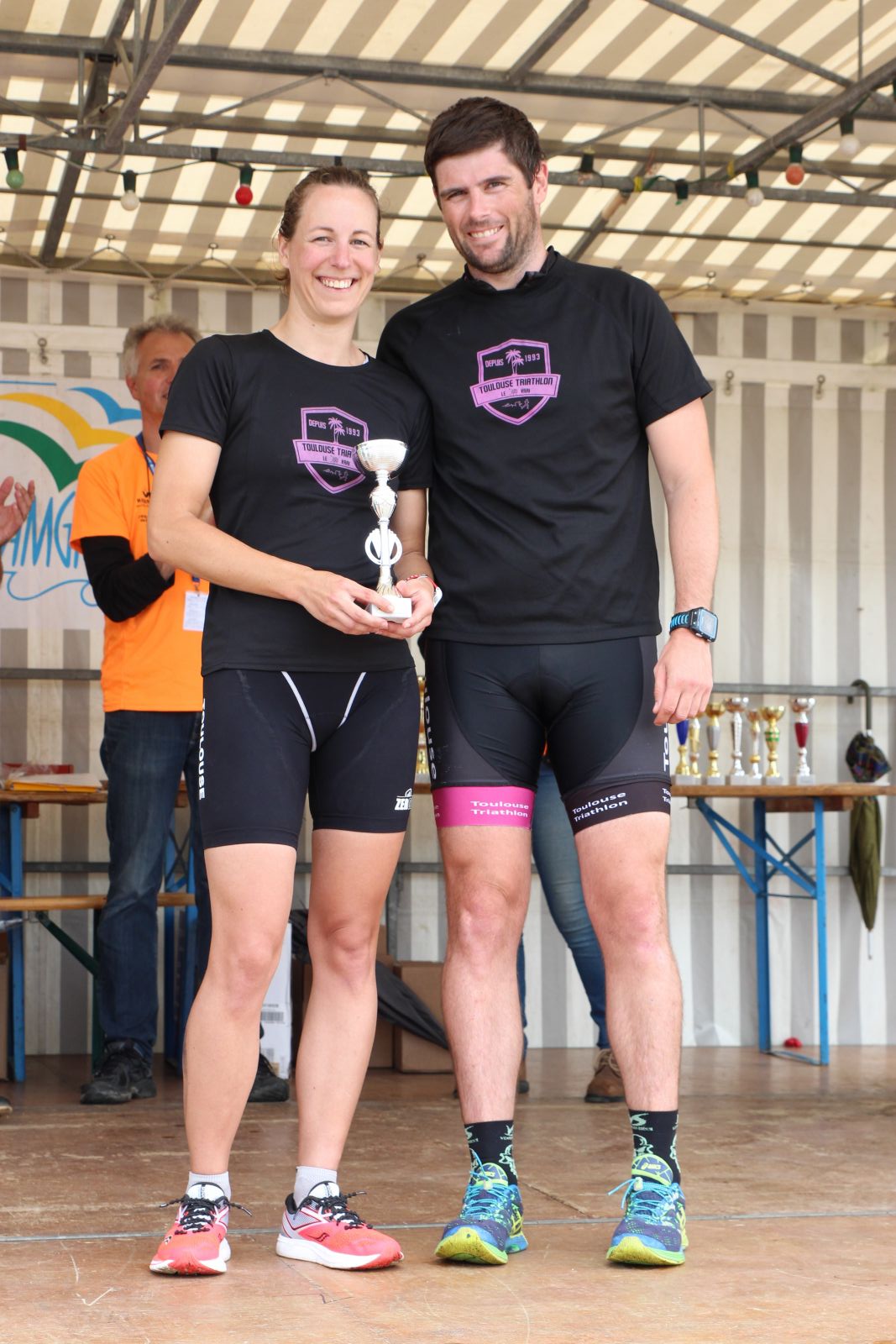 Gaëlle et JC sur le podium du triathlon de Damgan 2018