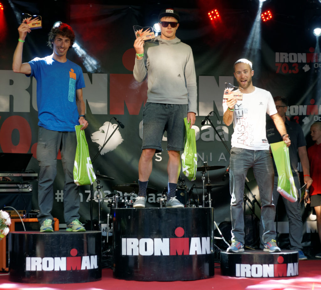 Le podium de l'Ironman 70.3 Otepää 2019 en catégorie M25-29